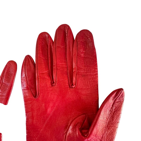 Vintage Saks Fifth Avenue Genuine Leather Womens Red Gloves Size 7 - Picture 4 of 11